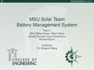 MSU Solar Team Battery Management System