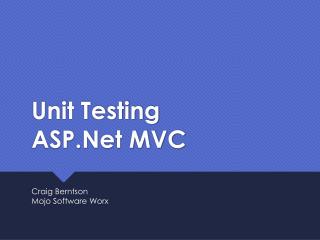 Unit Testing ASP.Net MVC