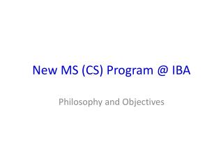 New MS (CS) Program @ IBA
