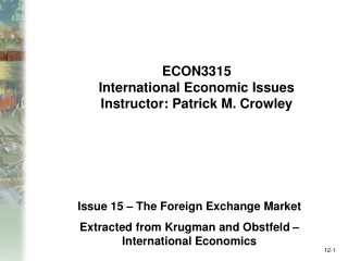 Issue 15 – The Foreign Exchange Market