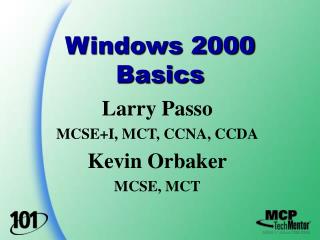 Windows 2000 Basics