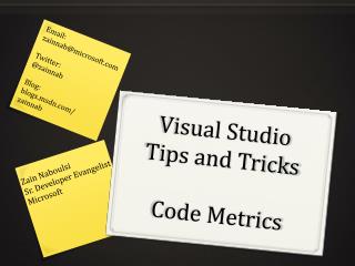 Visual Studio Tips and Tricks Code Metrics