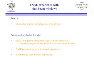 FNAL experience with thin beam windows