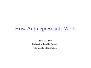 How Antidepressants Work