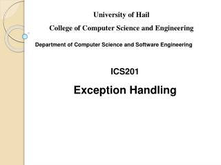 ICS201 Exception Handling