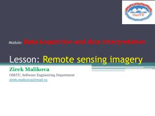 Lesson: Remote sensing imagery
