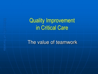Quality Improvement in Critical Care