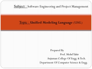 Subject : Software Engineering and Project Management