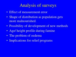 Analysis of surveys