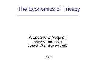 The Economics of Privacy
