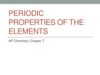 Periodic properties of the elements