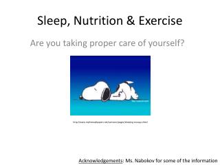 Sleep, Nutrition & Exercise