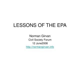 LESSONS OF THE EPA
