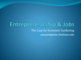Entrepreneurship & Jobs