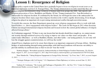Lesson 1: Resurgence of Religion