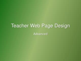 Teacher Web Page Design