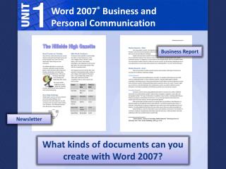 Word 2007 ® Business and Personal Communication