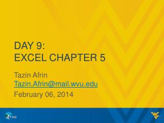 Day 9: Excel Chapter 5