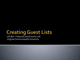 Creating Guest Lists