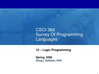 CSCI 360 Survey Of Programming Languages