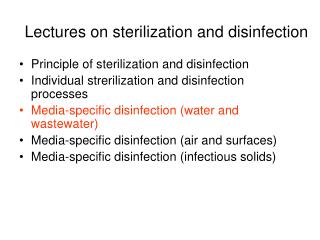 Lectures on sterilization and disinfection