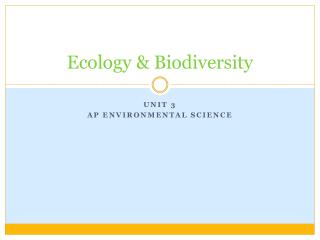 Ecology & Biodiversity