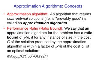 Approximation Algorithms: Concepts
