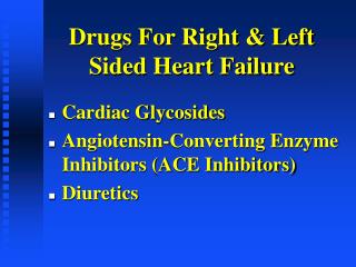 Drugs For Right & Left Sided Heart Failure