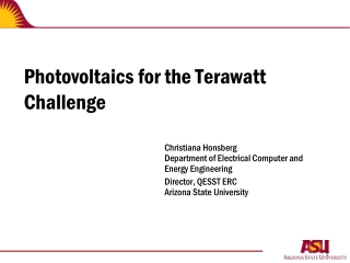 Photovoltaics for the Terawatt Challenge