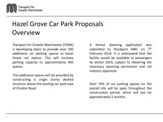 Hazel Grove Car Park Proposals Overview