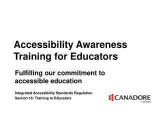 Accessibility Awareness Training for Educators