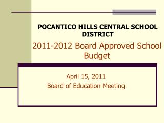 2011-2012 Board Approved School Budget