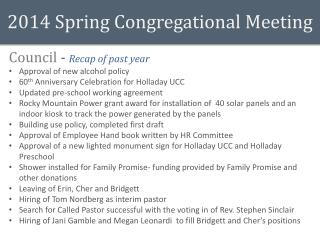 2014 Spring Congregational Meeting