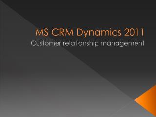 MS CRM Dynamics 2011