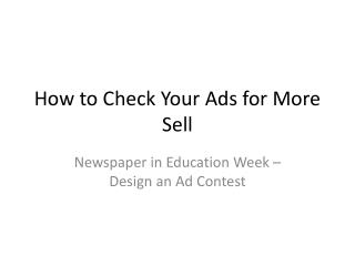 How to Check Your Ads for More Sell