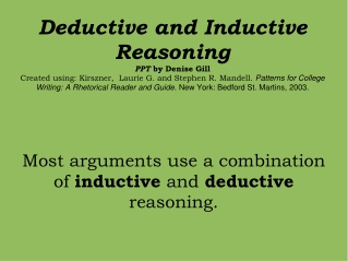 Most arguments use a combination of inductive and deductive reasoning.