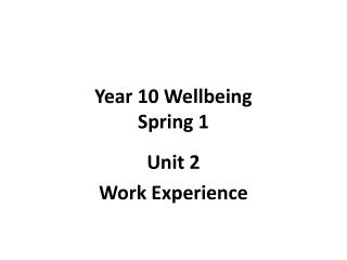 Year 10 Wellbeing Spring 1