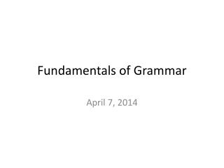 Fundamentals of Grammar