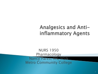 Analgesics and Anti-inflammatory Agents