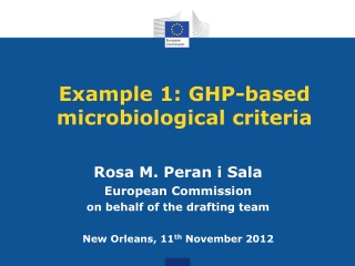 Example 1: GHP-based microbiological criteria
