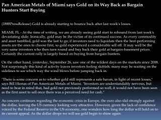 pan american metals of miami says gold on its way back as ba