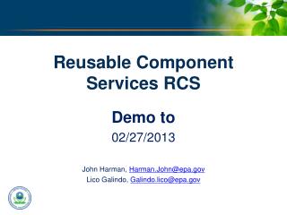 Reusable Component Services RCS