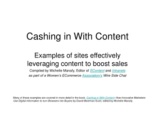 Cashing in With Content