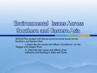 Environmental Issues Across Southern and Eastern Asia