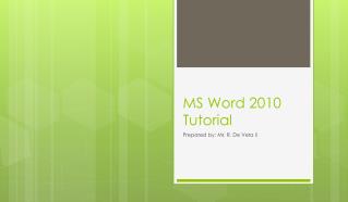 MS Word 2010 Tutorial