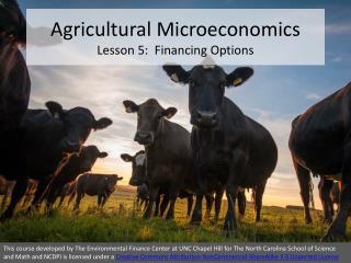 Agricultural Microeconomics Lesson 5: Financing Options
