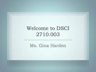 Welcome to DSCI 2710.003