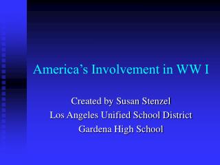 America’s Involvement in WW I