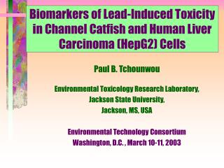 Biomarkers of Lead-Induced Toxicity in Channel Catfish and Human Liver Carcinoma (HepG2) Cells