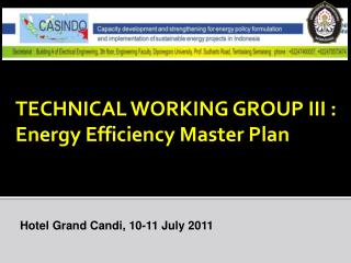 TECHNICAL WORKING GROUP III : Energy Efficiency Master Plan